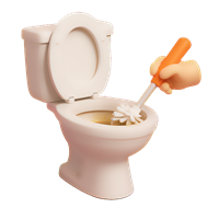 En illustration af en toiletbørste, der bruges til at rengøre en toilet.