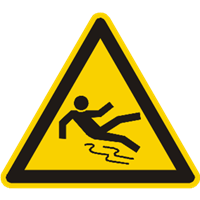 Et advarselsskilt, der viser en person, der glider på en glat overflade.