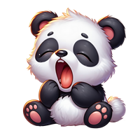 En sød, tegneserieagtig pandaunge, der gaber og ser nuttet ud.