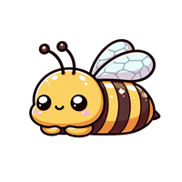 En farverig og sød tegneseriebi med glade øjne og en blød krop.