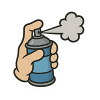 En hånd holder en spraydåse, der sprayer farve, symboliserer kreativitet.