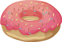 En lækker donut med pink glasur og farverige drys på toppen.