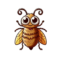 En farverig og venlig bi med store øjne og krøllede antenner.