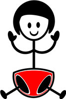 En simpel illustration af et rumskib med en rød underdel.