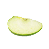 En skive af et grønt æble, der viser den saftige og friske inderside.