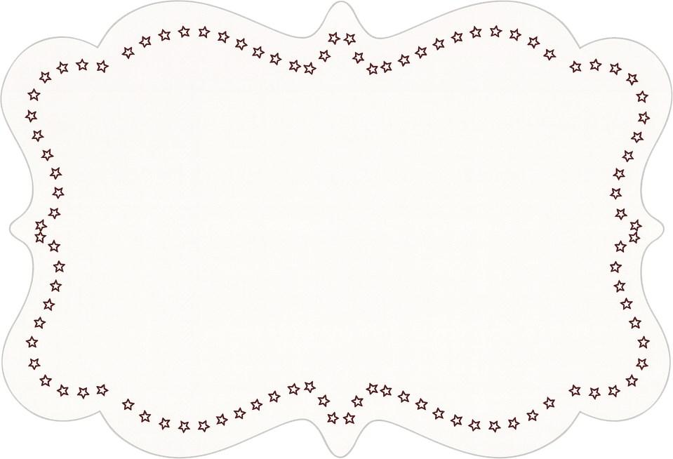 Et billede af en hvid ramme med små røde stjerner langs kanten, der skaber en dekorativ effekt.