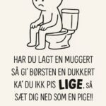 En tegning af en person, der sidder på toilettet med en bekymret ansigtsudtryk.