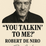 Sort-hvid portræt af Robert De Niro med citatet 'You Talkin' to Me?' under.